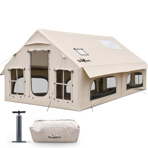 Inflatable Family Camping Tent 8-12 Person, All-Season Waterproof Glamping Tent