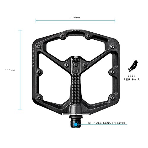 Crankbrothers Stamp 7 Flat MTB Pedals - Large Size, Black, Durable, Lightweight