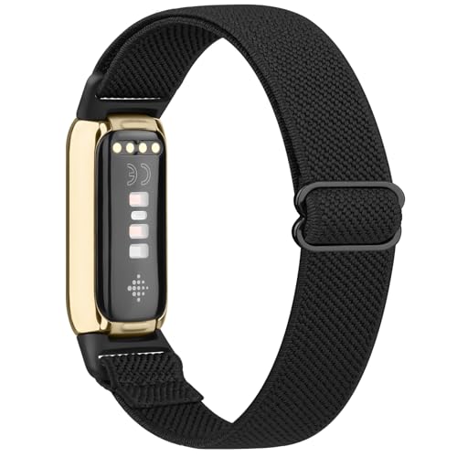 Meliya Black Elastic Nylon Fitbit Luxe Replacement Sport Band for Women Men