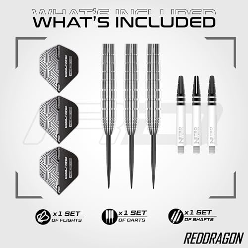 RED DRAGON Luke Humphries 22g TX Series Tungsten Darts Set with Flights & Stems