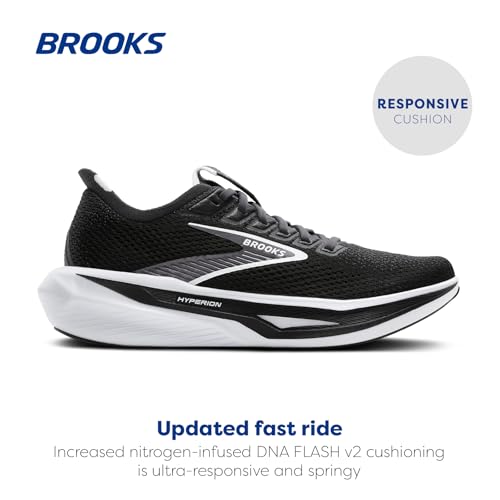 Brooks Women’s Hyperion 3 Neutral Running Shoe Black Grey White US 9