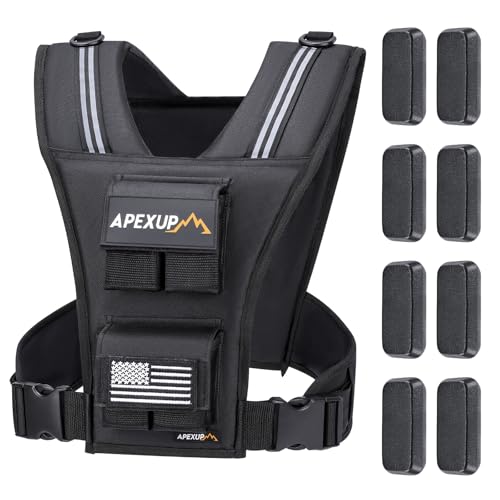 APEXUP Adjustable 20lb Weighted Vest for Men - Black, Removable Weights