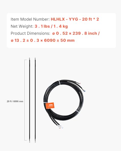 VEVOR 20ft Hydraulic Steering Hose Kit 2-Pack for Marine Outboard Systems up to 300 HP