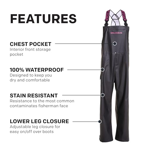 Women’s Fishing Bib Pants - Neptune Bib by Grundéns, Black, Medium