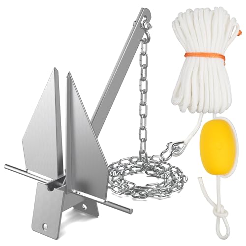 Abimars 8.8 lb Boat Anchor Kit with Float, Chain & Rope for 13-26 ft Boats