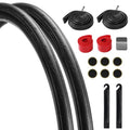 700x25c Road Bike Tire Set with Inner Tubes & Repair Kit - Puncture-Resistant, Folding, Urban & Rural Use