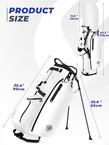 White 7-Way Golf Stand Bag for Men & Women - Lightweight & Durable, Upgraded Base