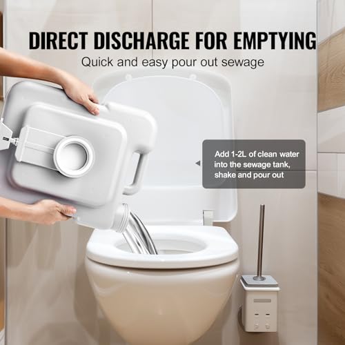 VEVOR Portable Camping Toilet with 3.2 Gal Waste & Flush Tanks, Pressurized Flush, Level Indicator