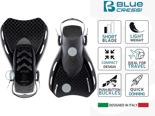 Cressi Star Swim Fins Open-Heel Adjustable Foot Pocket - Black/Black, L/XL