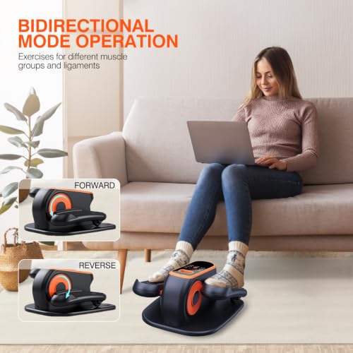Orange Under Desk Elliptical Machine with Remote Control and 12 Adjustable Speeds