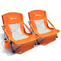 AKSOUL Orange Folding Beach Chair for Adults - Wide Seat, Low & High Back, Pack of 2