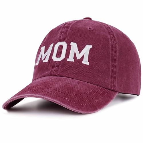 Mom and Dad Hats for New Parents Gift Set - Embroidered Adjustable Baseball Caps, Red Mom & Blue Dad, One Size