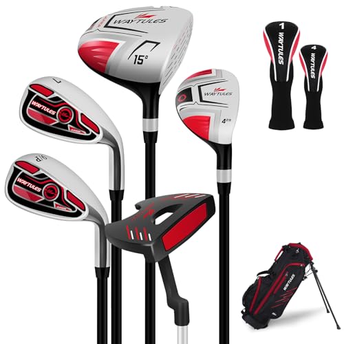 Kids Golf Clubs Set for Ages 6-8 - Red Stand Bag, 5 Clubs, Right Handed