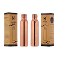 Pure Copper Water Bottles Set of 2 1000ML Unlined Lacquer-Free Ayurveda