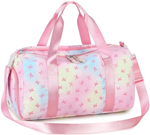 Kids Dance Bag with Shoe & Wet Compartments - Pink Bow Variation