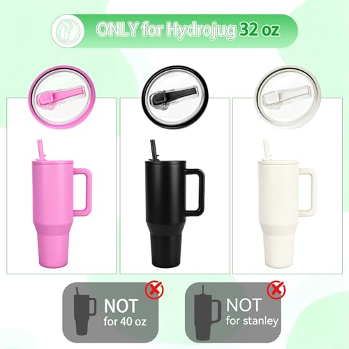 Black 32oz Flip Straw Lid for HydroJug Travel Tumbler Leak-Proof BPA-Free