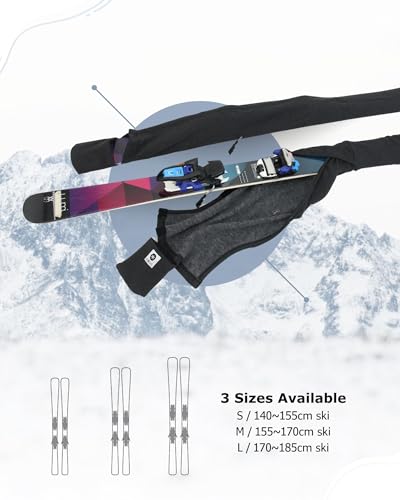 MONS Snow Skis Protection Fabric Sleeve Cover Wide Open Easy Pack M