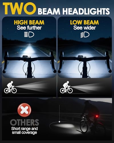 Black 10 LED Bike Light Set USB Rechargeable Front & Rear Bicycle Lights
