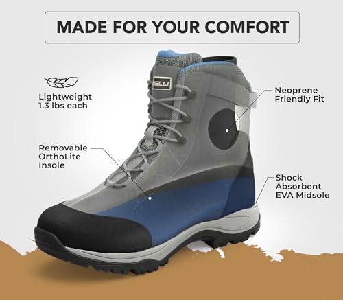 Foxelli Lightweight Wading Boots for Men - Grey, Rubber Sole Fly Fishing Shoes - Variation 11