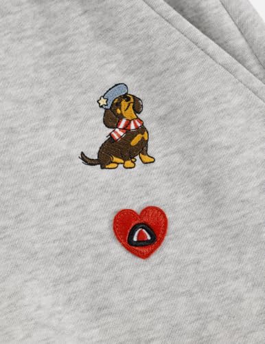 X-Small Embroidery Puppy Wide Leg Sweatpants - Grey Unisex Joggers