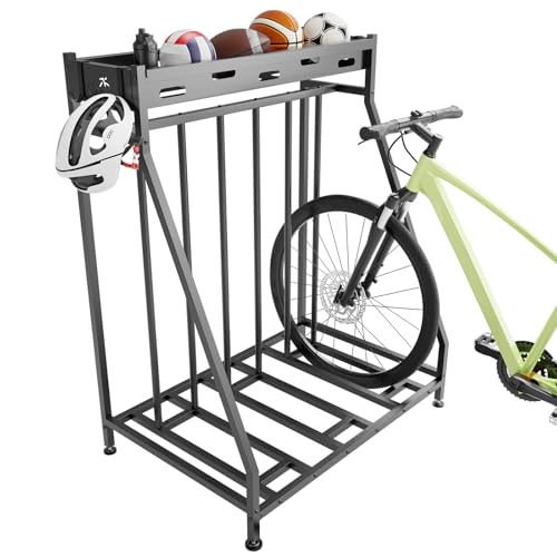 3 Bike Stand with Heavy-Duty Metal Baskets Garage Bike Rack Storage