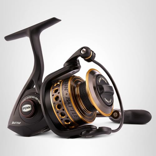 PENN Battle Spinning Fishing Reel, Black, 2500
