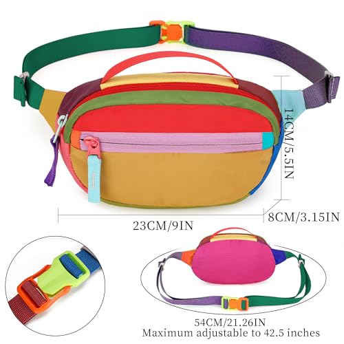 Retro Fanny Pack for Women Men Hiking Waist Bag with 2 Pockets - Yellow