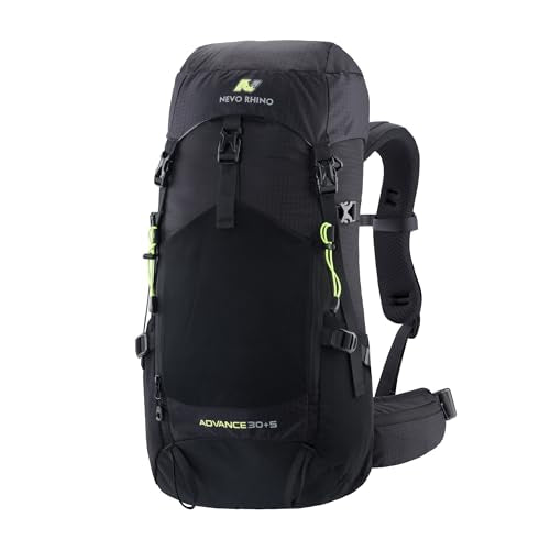 N NEVO RHINO 35L Internal Frame Hiking Backpack with Rain Cover - Black