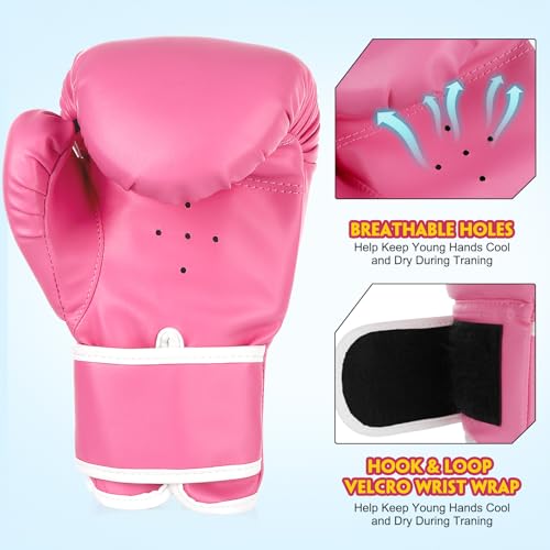 Kids Boxing Gloves for Boys Girls Youth Age 5-12 Pink No Pattern