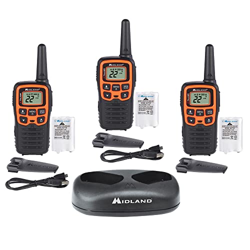 Midland T51X3VP3 Walkie Talkie 3-Pack - Black and Orange, 28-Mile Range, NOAA Weather