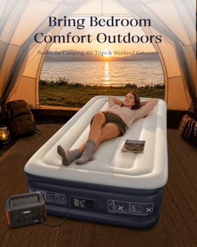 Blue Twin Air Mattress with Built-in Pump - 13 Inch XL-Long, Supports 500 lb