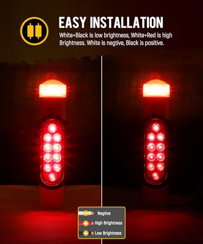 Boat Trailer Guide Post Pipe Light Set - White IP67 Waterproof Turn Signal Brake 2PCS
