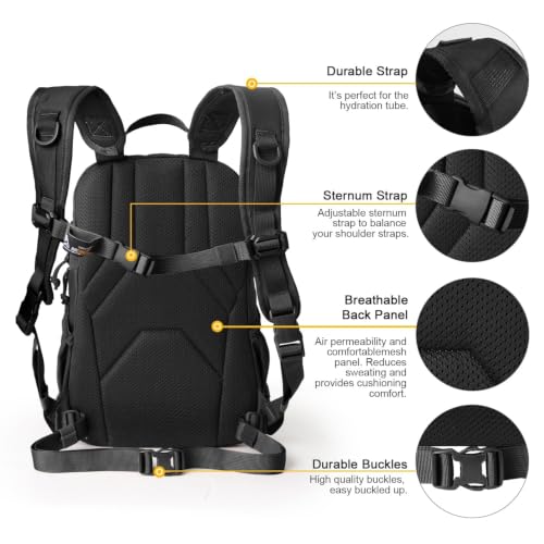 Small Tactical Backpack with Molle System - Black 15L Hiking & Cycling Pack