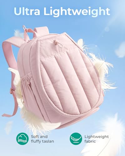 Pink Quilted Tennis Gym Backpack with 15.6'' Laptop & Racket Compartments - Variation of THIS listing