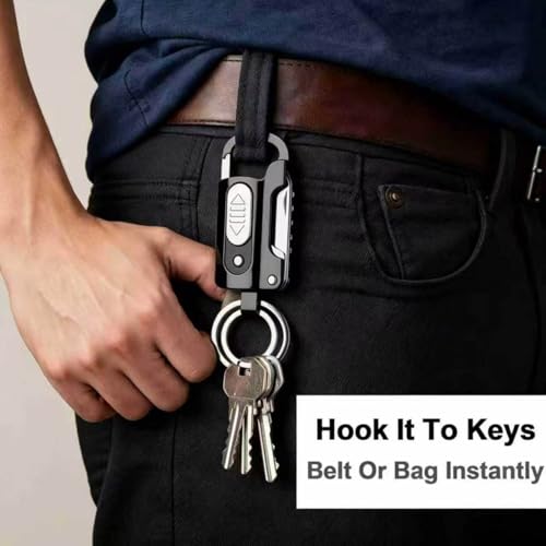 Black 9-in-1 Keychain Multitool with Electric Lighter & Flashlight