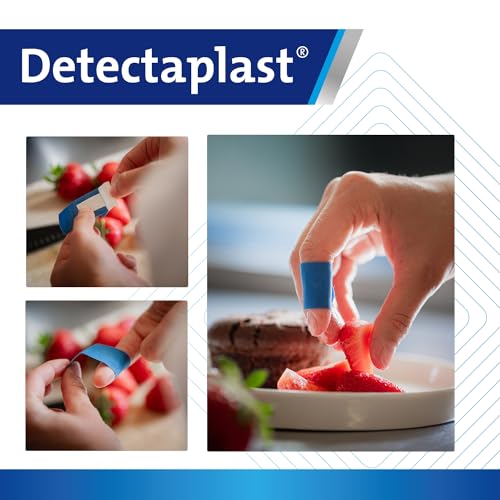Blue Metal Detectable First Aid Bandaids - 0.98 x 2.83 in, 100 pcs, Flexible, Latex-free