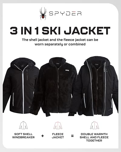 Spyder Women's 3-in-1 Reversible Ski Jacket Medium Black Raven