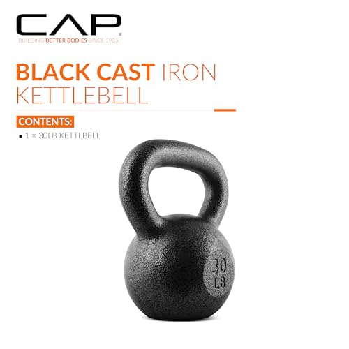 CAP Barbell 30 lb Cast Iron Kettlebell with Wide Handle & Flat Base
