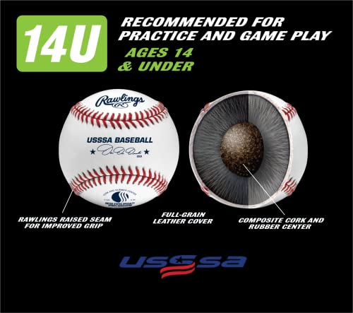 Youth USSSA Baseballs - Competition Grade, 1 Dozen - Raised Seams & Durable Cover