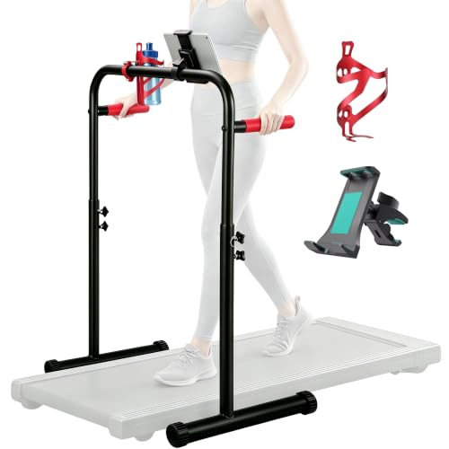 24.4 Inch Walking Pad Handle Bar Attachment with Phone & Cup Holder - Adjustable Safety Support