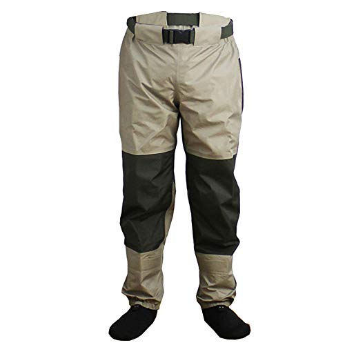 Kylebooker Breathable Stockingfoot Waist High Waders - Medium Khaki & Olive Green