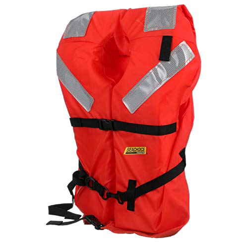Seachoice Offshore Commercial Life Jacket & Jacket for Adults Over 90 Lbs, Fluorescent Orange
