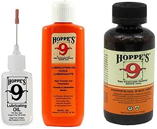 Hoppes 9 Gun Cleaning Kit - Precision Bore Cleaner & Lubricating Oil Refill | 40 Patches for .38, 9mm, .40, .44 & .45 Caliber