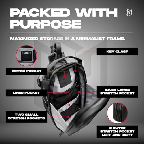 Magnetic Bottle Sling Bag for Men & Women - 64 oz Black Gym Travel & Sports