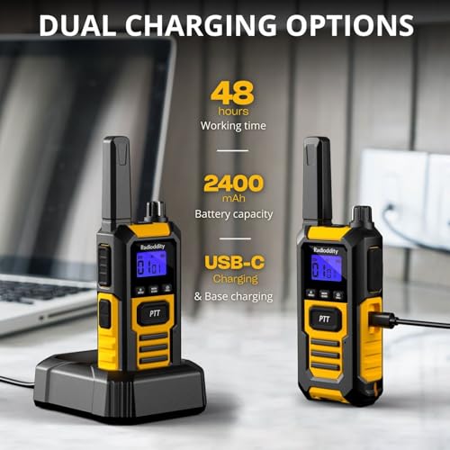 Radioddity HD-1 4 Pack Waterproof Floating Walkie Talkies IP67 Heavy Duty Two-Way Radios