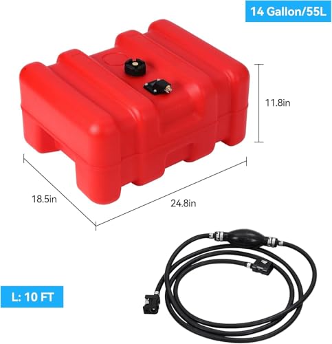 15 Gallon Portable Marine Boat Fuel Tank with Fuel Line & Built-In Filter