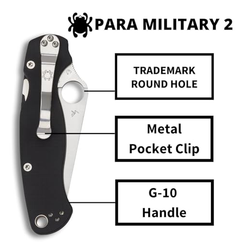 Spyderco Para Military 2 Folding Pocket Knife Black Handle 3.4" S45VN Blade
