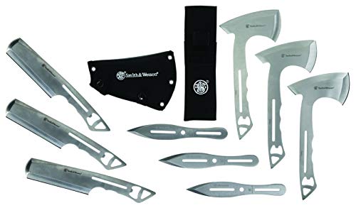 Smith & Wesson Bullseye Throwing Axe & Knife Set - Full Tang Stainless Steel, Protective Nylon Sheaths - Ultimate Throwing Combo