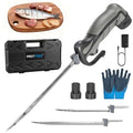 Electric Fillet Knife for Fishing 8 & 10 Inch Blades Gray1 - Cordless Seafood Slicer with Batteries