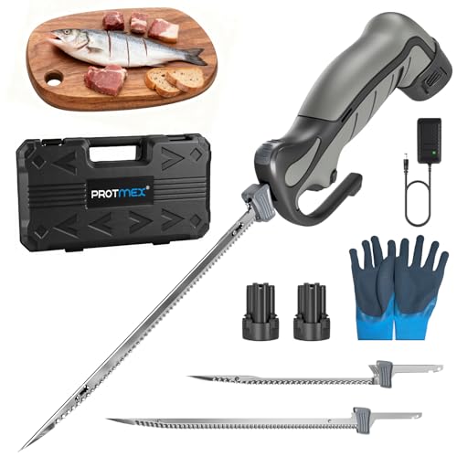 Electric Fillet Knife for Fishing 8 & 10 Inch Blades Gray1 - Cordless Seafood Slicer with Batteries